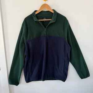 J. Crew Factory Green and Navy Zip-Up Sweater